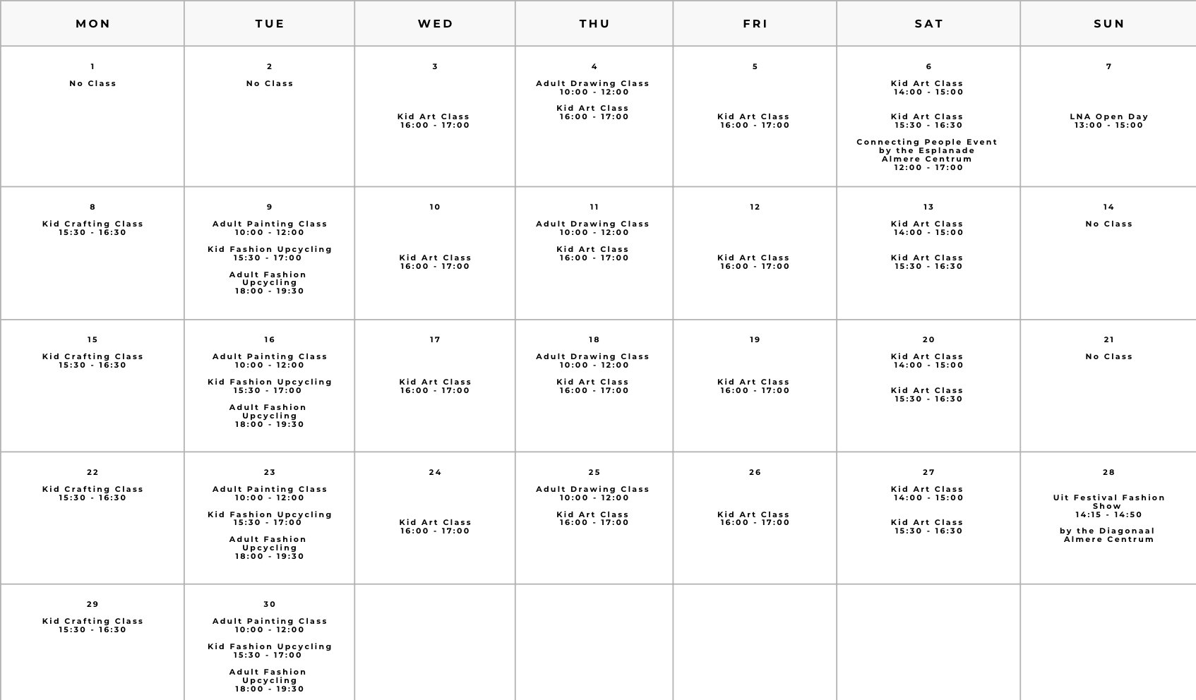 LNA Classes Schedule - September 2025 LNA Classes Schedule - September 2025