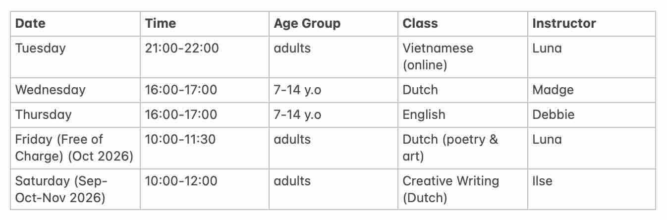 LNA Language Classes (from August 2026 onwards)